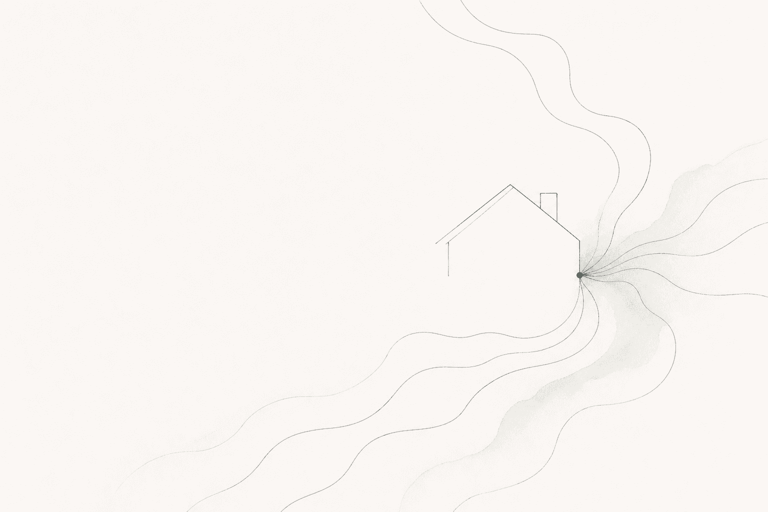 Minimal watercolor illustration of a home at the convergence of property evidence